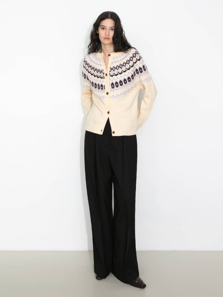 CUBIC - Wholesale Cardigan - Women's - 100% Wool Fair Isle Wool Knit Cardigan7