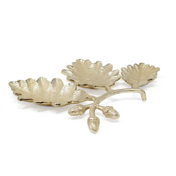 3 Sectional Leaf Dish for wholesale by CLASSIC TOUCH DECOR INC.