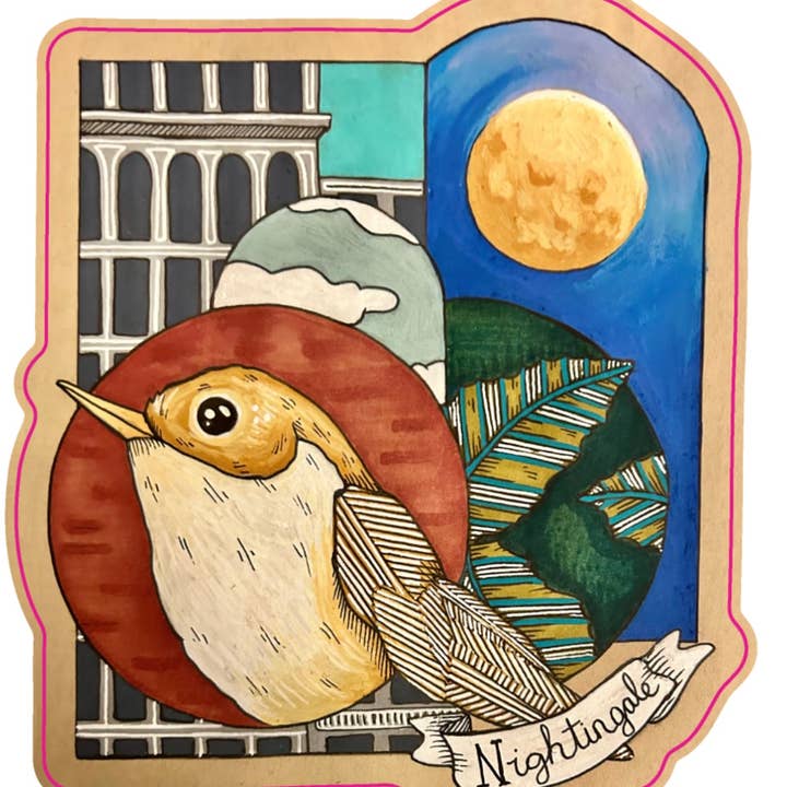 Nachtigall Stadtbild Vinylaufkleber für den Großhandel von Dear Darlington