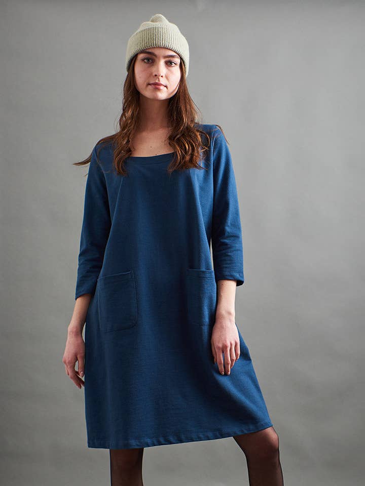 Loop Knit Blau Sylvan Shiftkleid Loop Strick Blau für den Großhandel auf Faire
