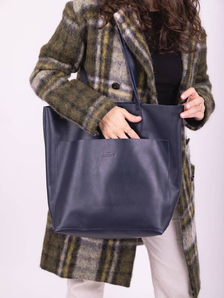 Borsa tote Coco blu marino per la vendita all'ingrosso da parte di Ligne Aurore