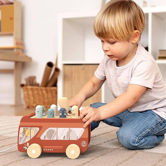 Speedy Monkey - Wholesale Wood Toy - Kids - Bus Pounding Bench1
