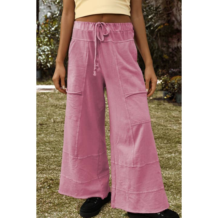 Fashion-W Mineral Wash Exposed Seam Drawstring Cargo Pants for wholesale by fashionworks