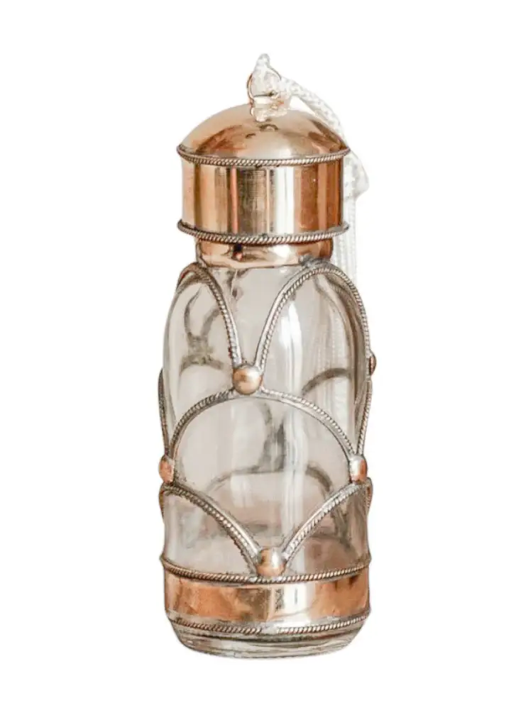 High crafty - Wholesale Decorative jar - Handmade Glass Bottle with Brass Details – 11 cm Height 0