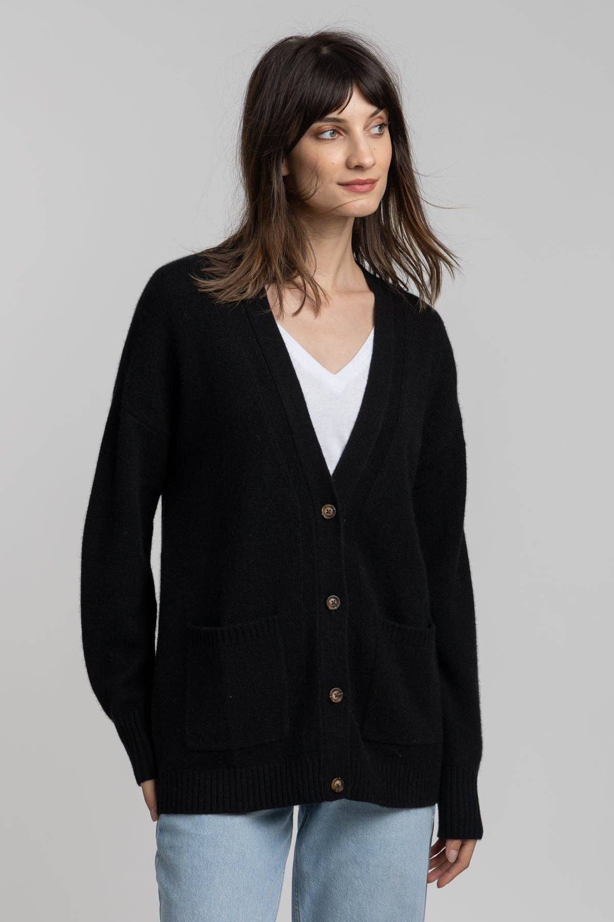 QUINN - Wholesale Cardigan - Women's - Cashmere Boyfriend Cardigan8