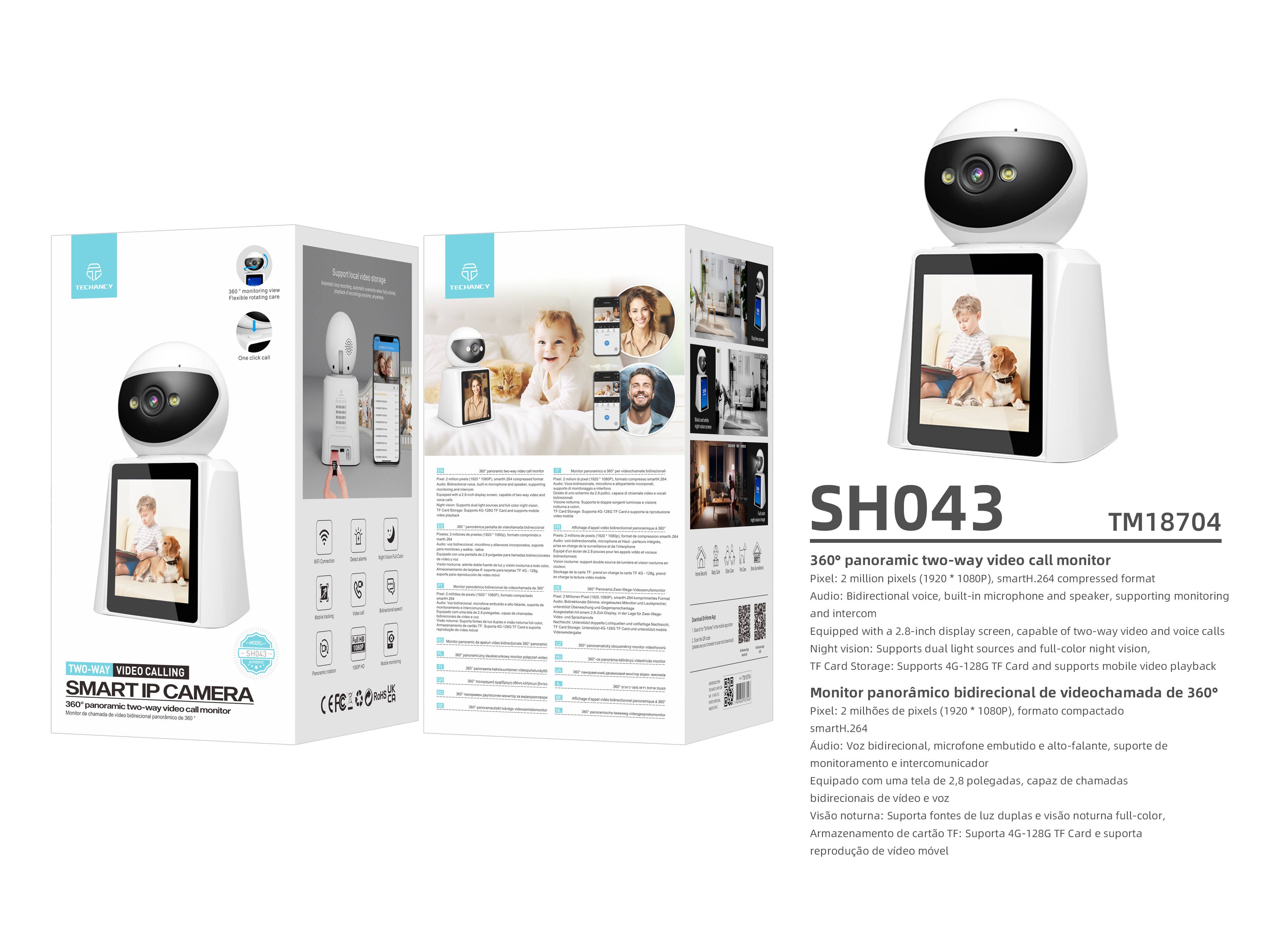 TECHANCY - Wholesale Small/Handheld Appliance - Techancy Surveillance Camera With Screen SH43 White5