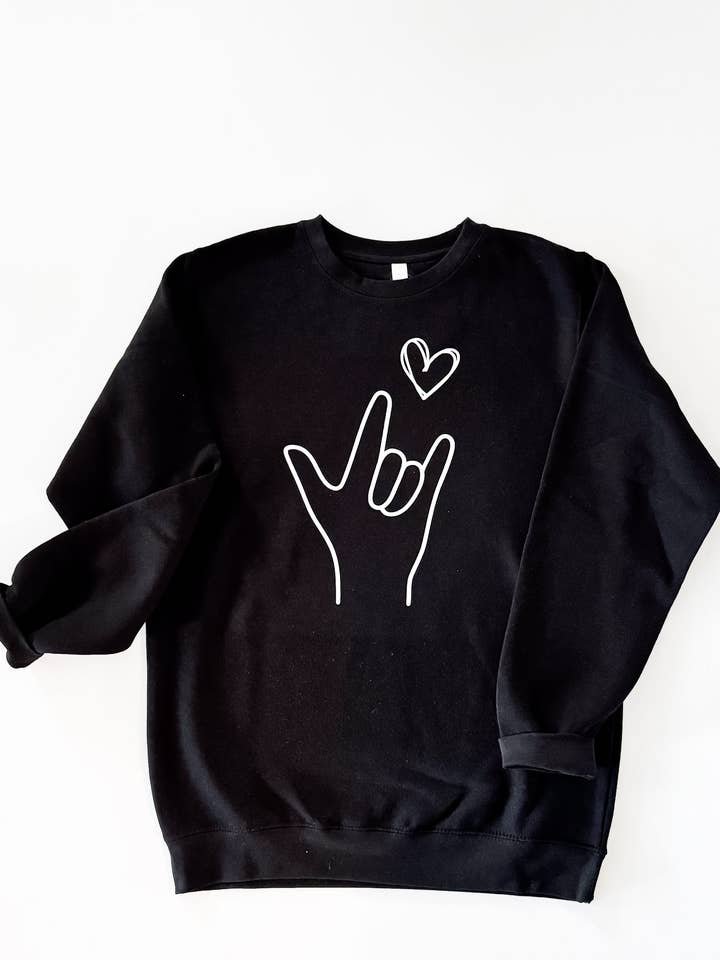 Lil' Grace - Wholesale Graphic Sweatshirt - Unisex - "I Love You" American Sign Language (ASL) Crewneck Sweatshirt - Unisex