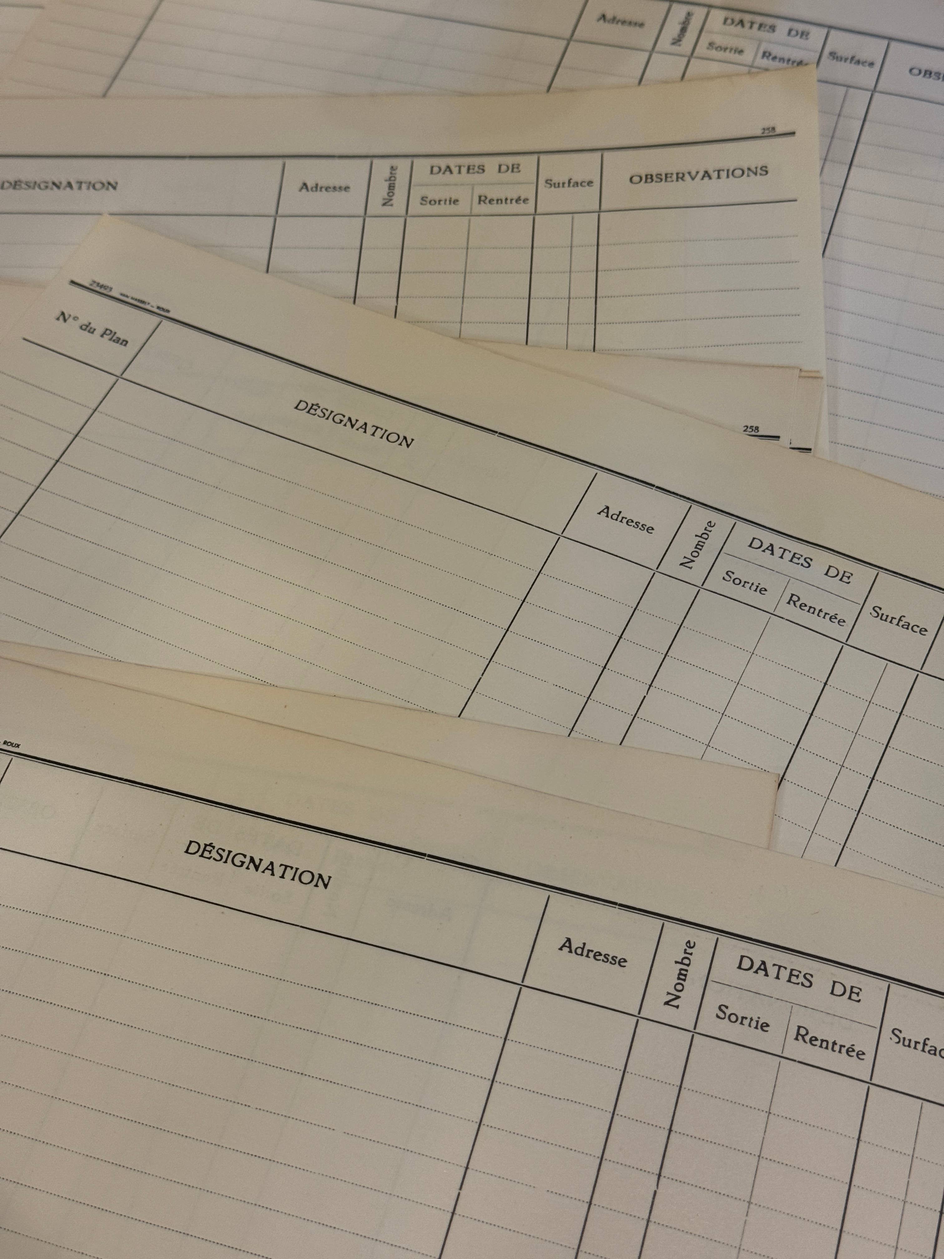 Monahan Papers – Engroshandel Display til forhandlere – Originale franske regnskabsbogsider fra 1850'erne, bundter sæt/52
