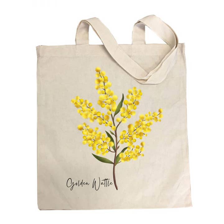 AGCB1015: Golden Wattle Cotton Tote Bag for wholesale by Australiana Gifts Co