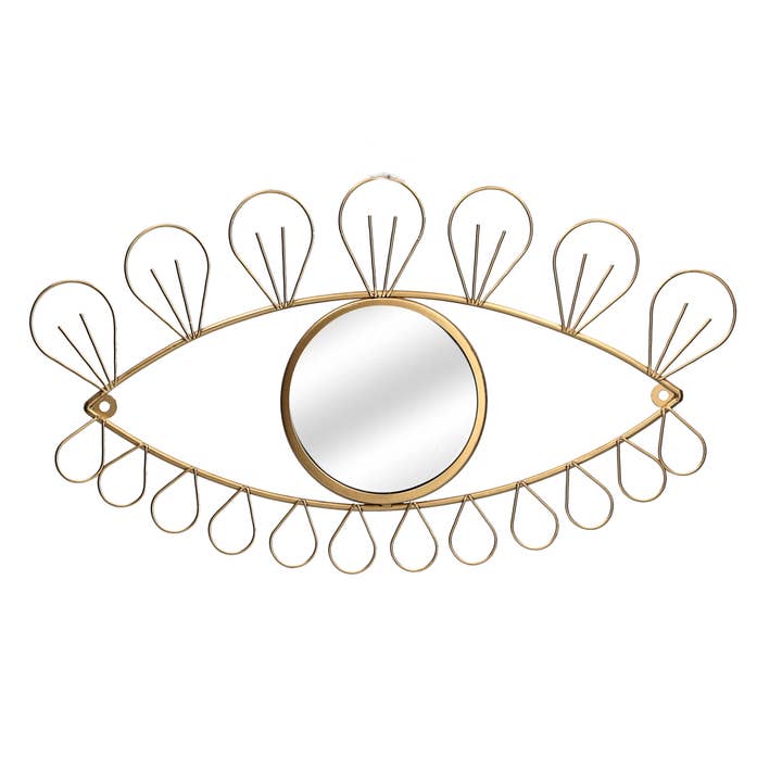 GE20074: Gld eye wire wall mirror 9.8x17.7x0.4in for wholesale by Silver Tree Home & Holiday