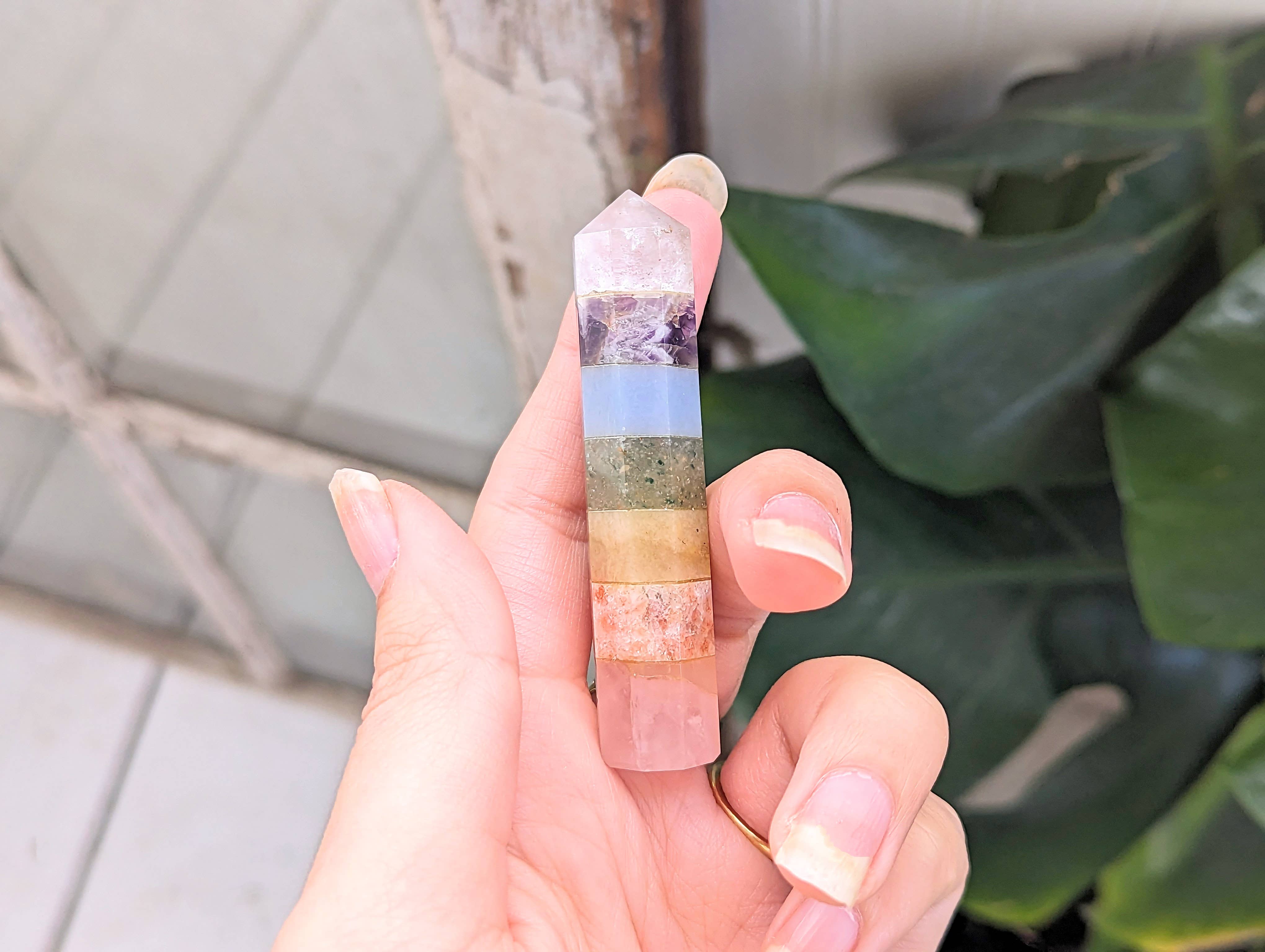 Goddess Provisions - Wholesale Spiritual Stone/Crystal - Pastel Rainbow Chakra Wand - crystal, obelisk, altar tool5