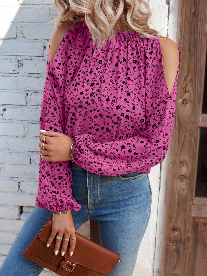 HIDDENBRAND - Wholesale Blouse - Women's - Floral Long-Sleeved Ruffled Blouse10