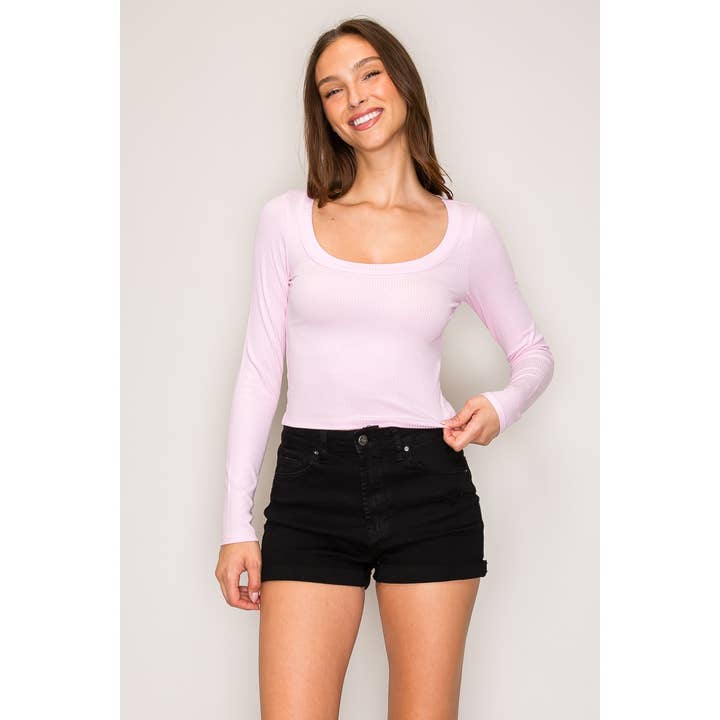 Popular 21 - Wholesale Knit Top - Women's - Ribbed Long Sleeve Wide Neck Top6