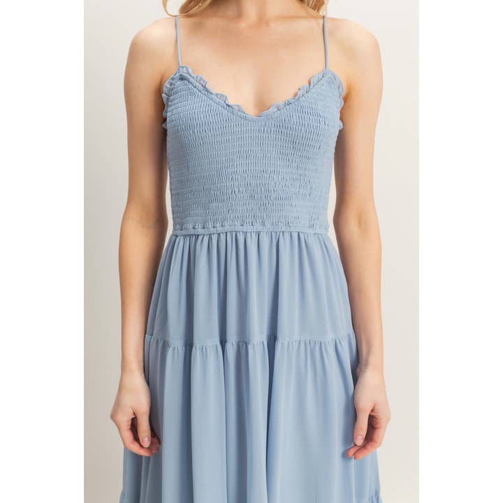HYFVE - Vente Robe – femme - Robe midi à volants en mousseline avec corsage smocké HF25A760
