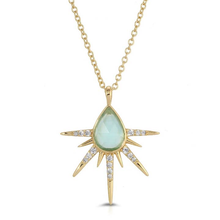 Starlight Burst Halsband - Mint Kattöga för wholesale av Elizabeth Stone Jewelry