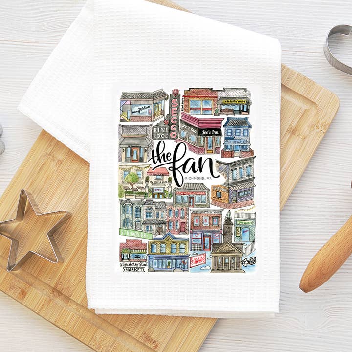 The Fan Tea Towel for wholesale by Mad Kitchen Co.