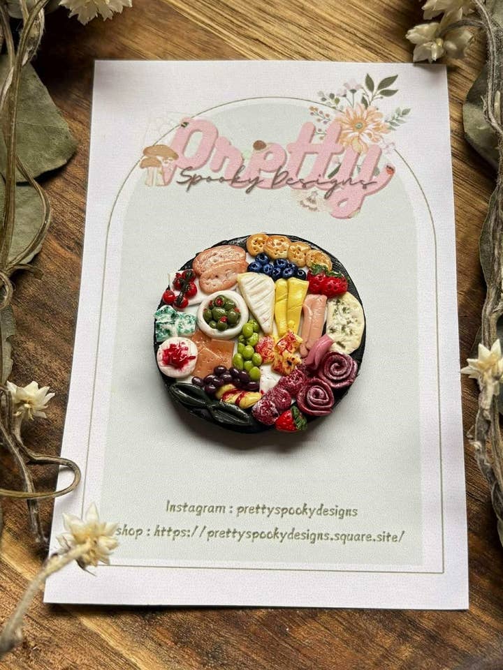 Charcuterie Board Magnet // Polymer clay // Fridge magnet for wholesale by PrettySpookyDesigns