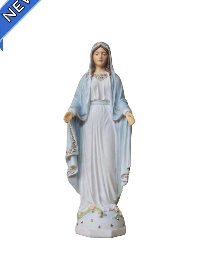 Lady of Grace Statue in White/Painted Features 9" for wholesale by Goldscheider of Vienna