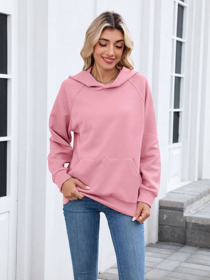 Lovesoft - Wholesale Hoodie - Women's - Textured Chevron Hoodie | Cozy Pullover Kangaroo Pocket3