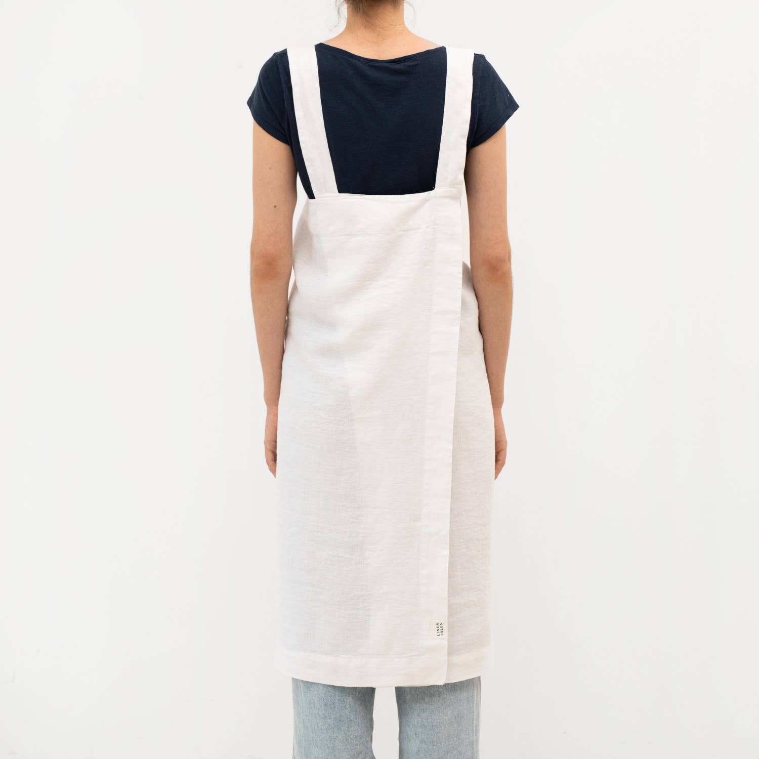 Linen Tales (We cover U.S. import duties) – wholesale Förkläde – Optisk vit linne japansk förklädesklänning2