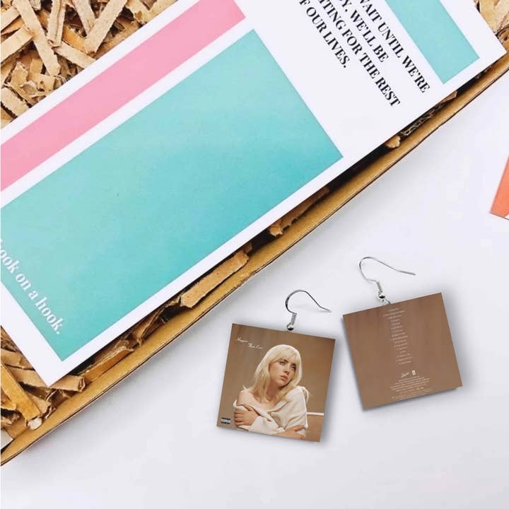 bookonahookco - Wholesale Dangle Earrings - Happier Than Ever | Billie Eilish | Miniature Vinyl