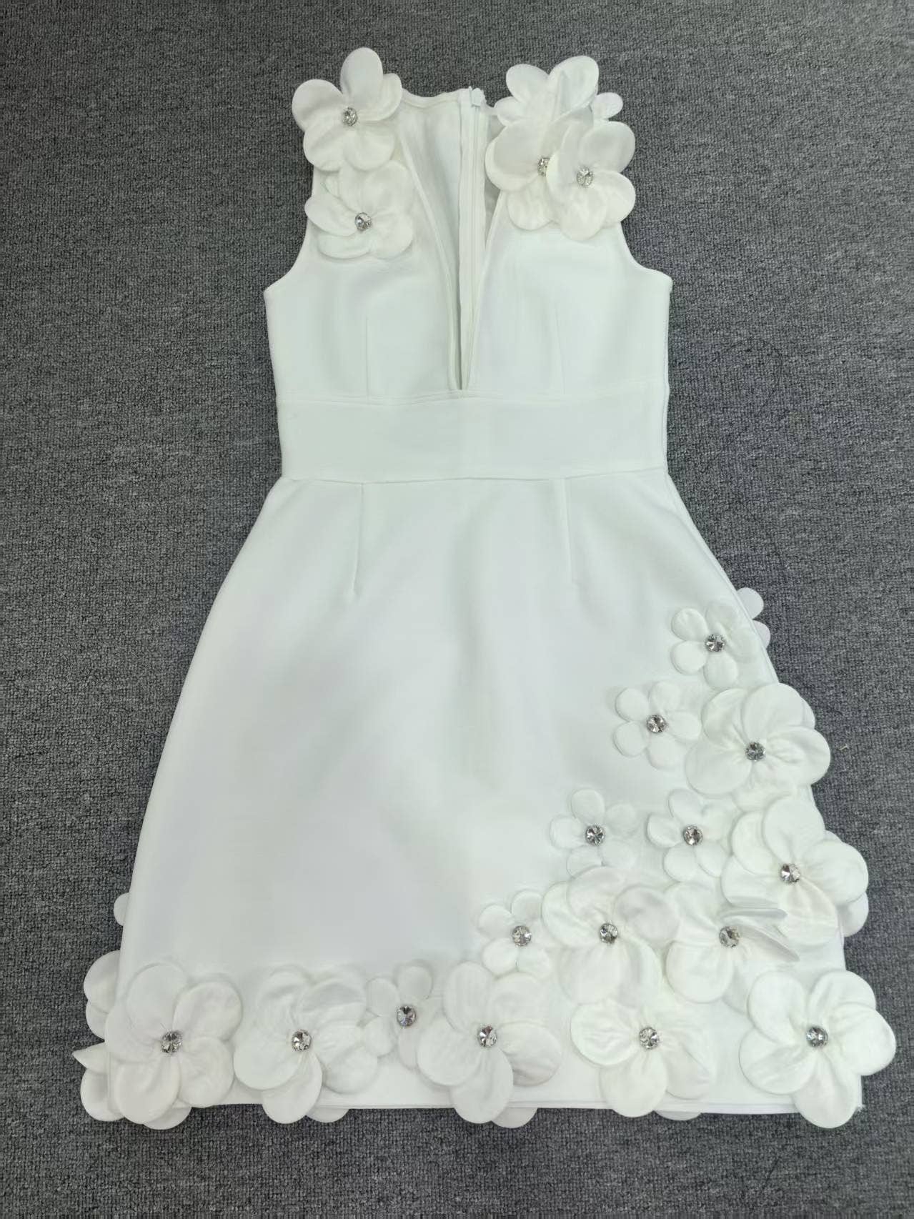 Productseeker - Wholesale Dress - Women's - DR524Y Suspender Mini Dress with Contrast 3D Floral Designs7