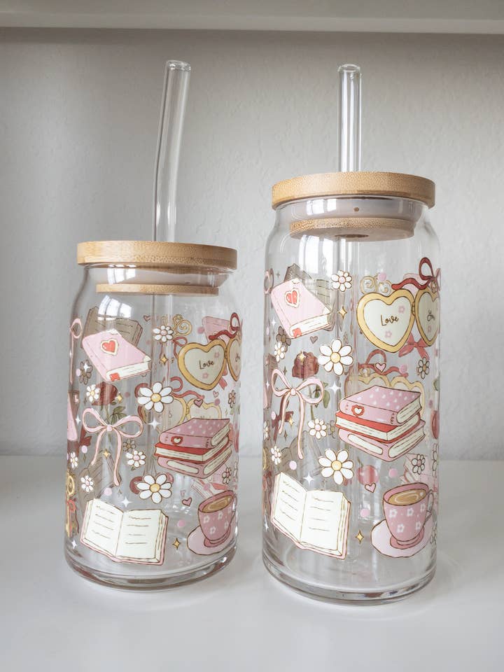 Tazza di vetro Rosa Romantica, Tazza di vetro Letteraria per la vendita all'ingrosso da parte di Be Bold Stay Bold