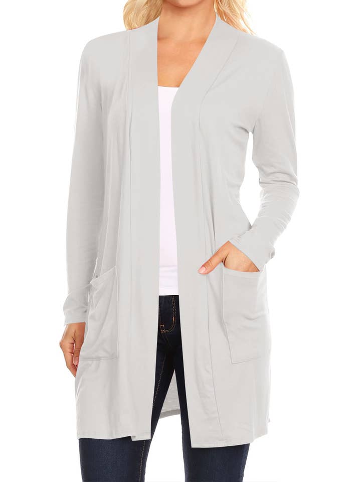 MOA COLLECTION - Wholesale Cardigan - Women's - Women's Long Sleeves Casual Solid Outerwear Sweater Cardigan13