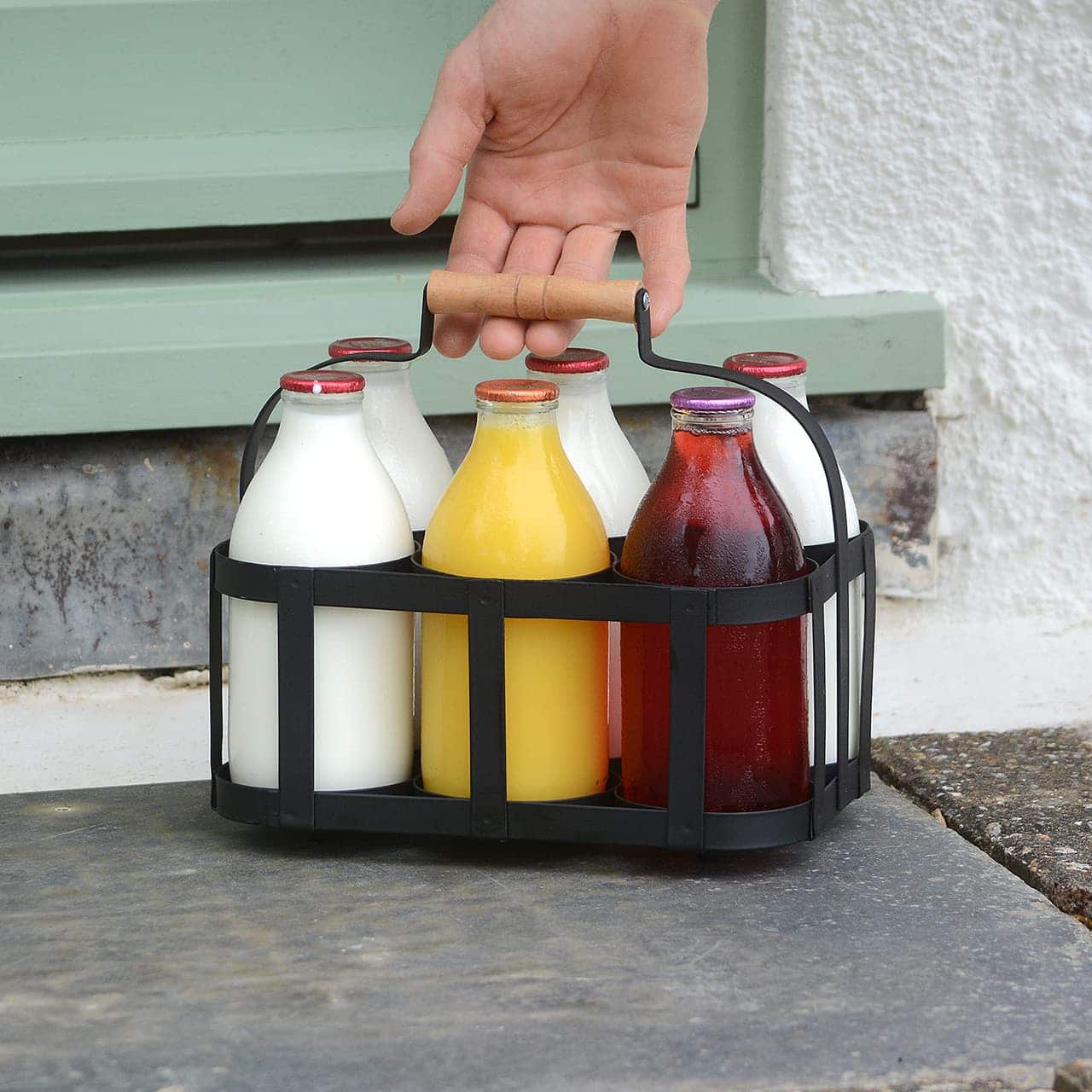 Wholesale Gifts Tomorrow - Wholesale Bottle Rack/Holder - Traditional Metal Milk Bottle Holder For 6 Bottles