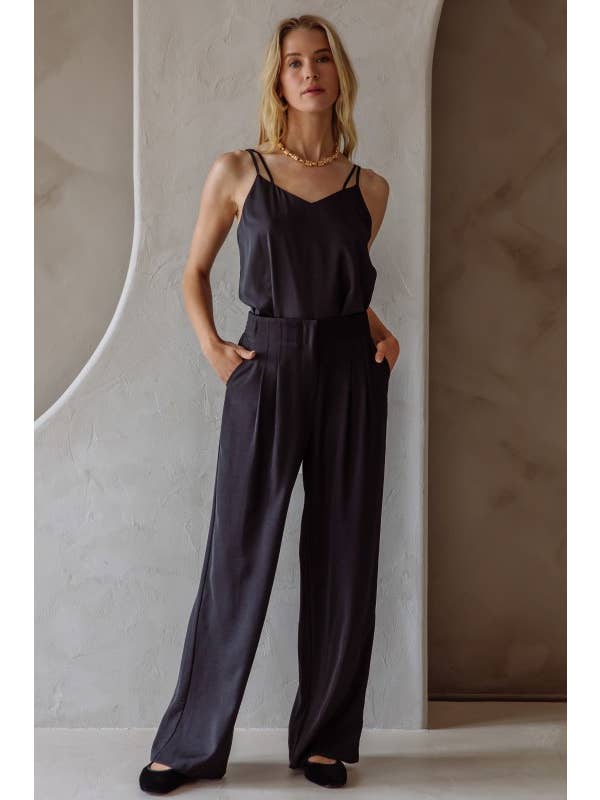 SKIES ARE BLUE - Wholesale Pants - Women's - Recycled Pintuck Wide Leg Pants
7