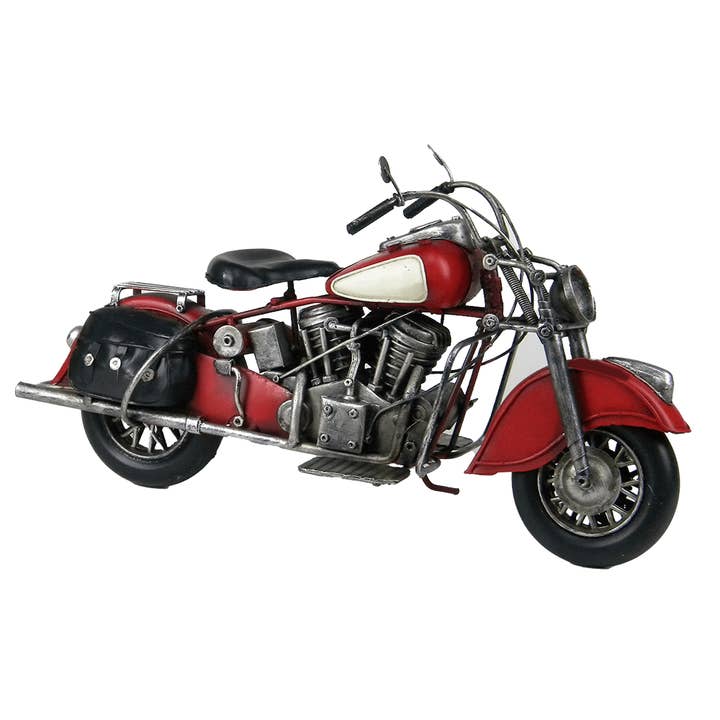 Modello di motocicletta retrò in metallo rosso, 38 cm per la vendita all'ingrosso da parte di giftland