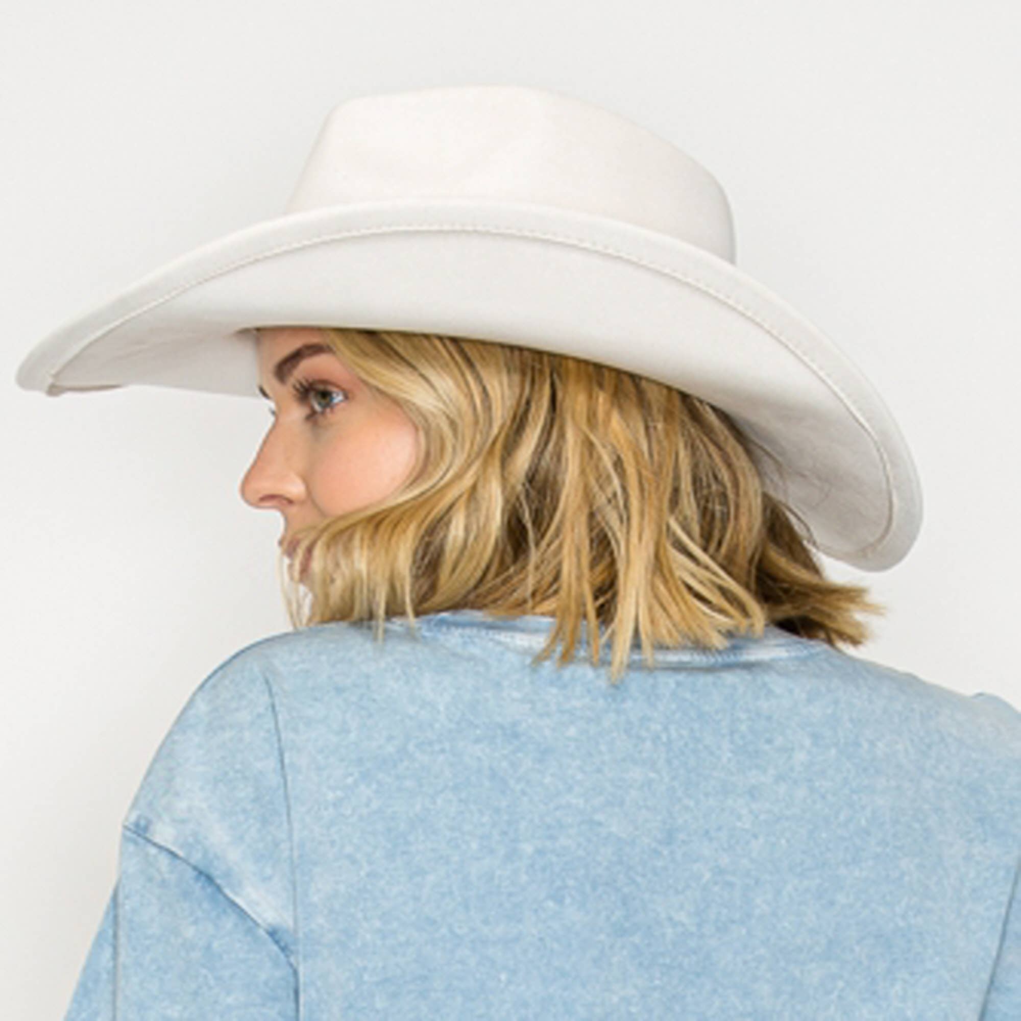 One and Only Accessories – wholesale Cowboy Hat – Women’s – Vegan suede cattleman cowboy hat stiff flat brim Stylish hat26