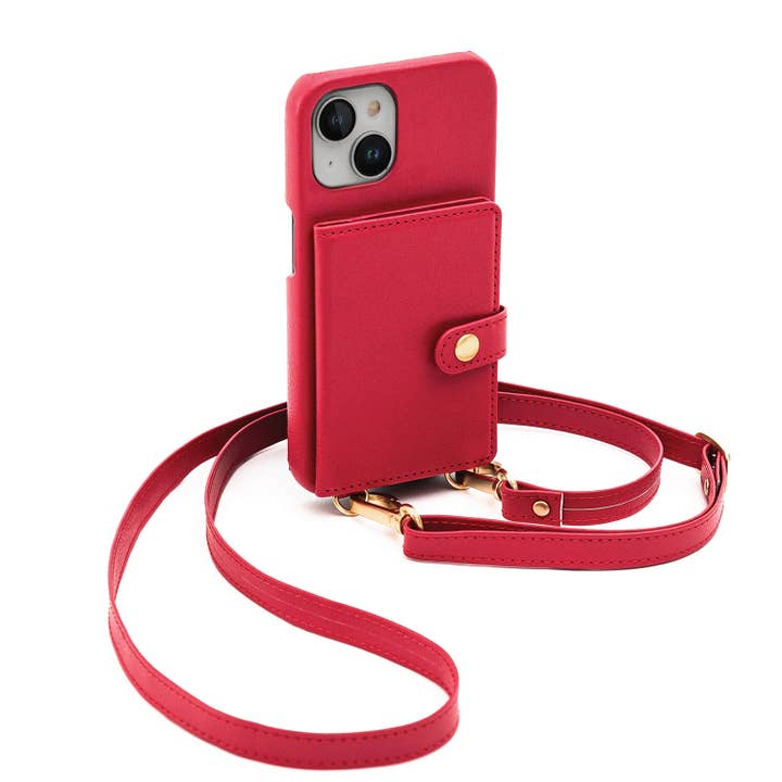 Capa de Telemóvel Crossbody com Carteira Vegan Silverlake Vegan para iPhone 14/ iPhone 13 - Magenta por atacado de Bryten