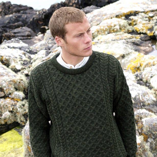 Aran Crafts – Engroshandel Pullover - Herre – Merino uld rundhalset sweater C19498
