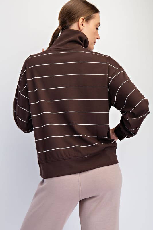 Sunday Morning - Vente Sweat-shirt – femme - T7299PL37 PULL À COL MONTANT À RAYURES ET FERMETURE ÉCLAIR DE GRANDE TAILLE 33