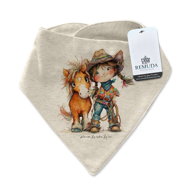 Pony Pals Cowgirl - Infant / Toddler Western Bandana Bib for wholesale by Remuda Western Wear