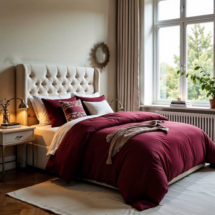 Housse de couette Maroon Frenchy Easy-Change® pour la vente par Beddley