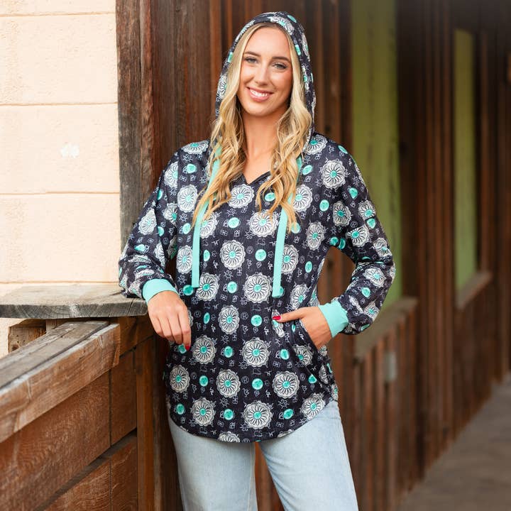 Sweat à capuche à imprimé western avec poches pour la vente par Your Fashion Wholesale