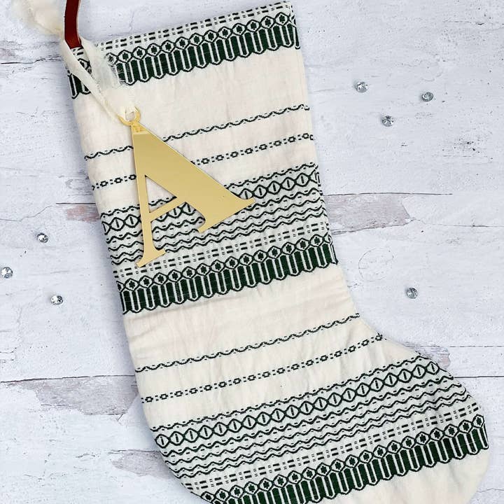 Oversized Monogram Stocking Tags | Ornament | Gift Tags - Gold or Silver for wholesale by Carly Allred Studio