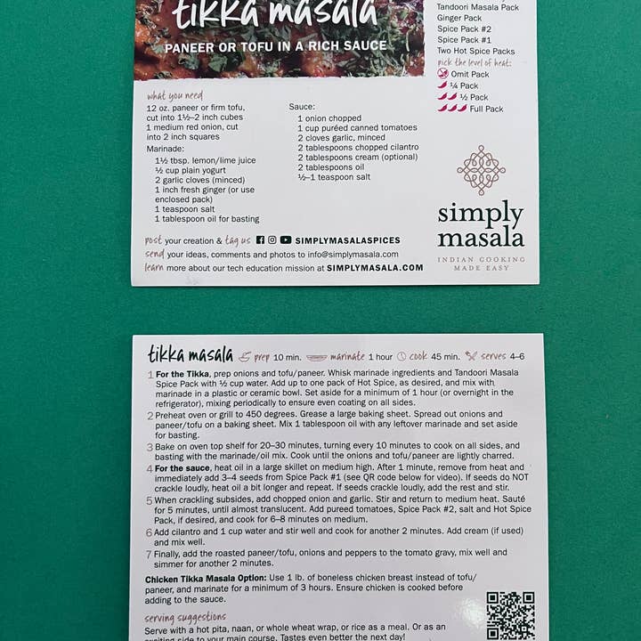 Simply Masala - Wholesale DIY Food Kit - Indian Spice Kit - Tikka Masala Premeasured Spices + Recipe