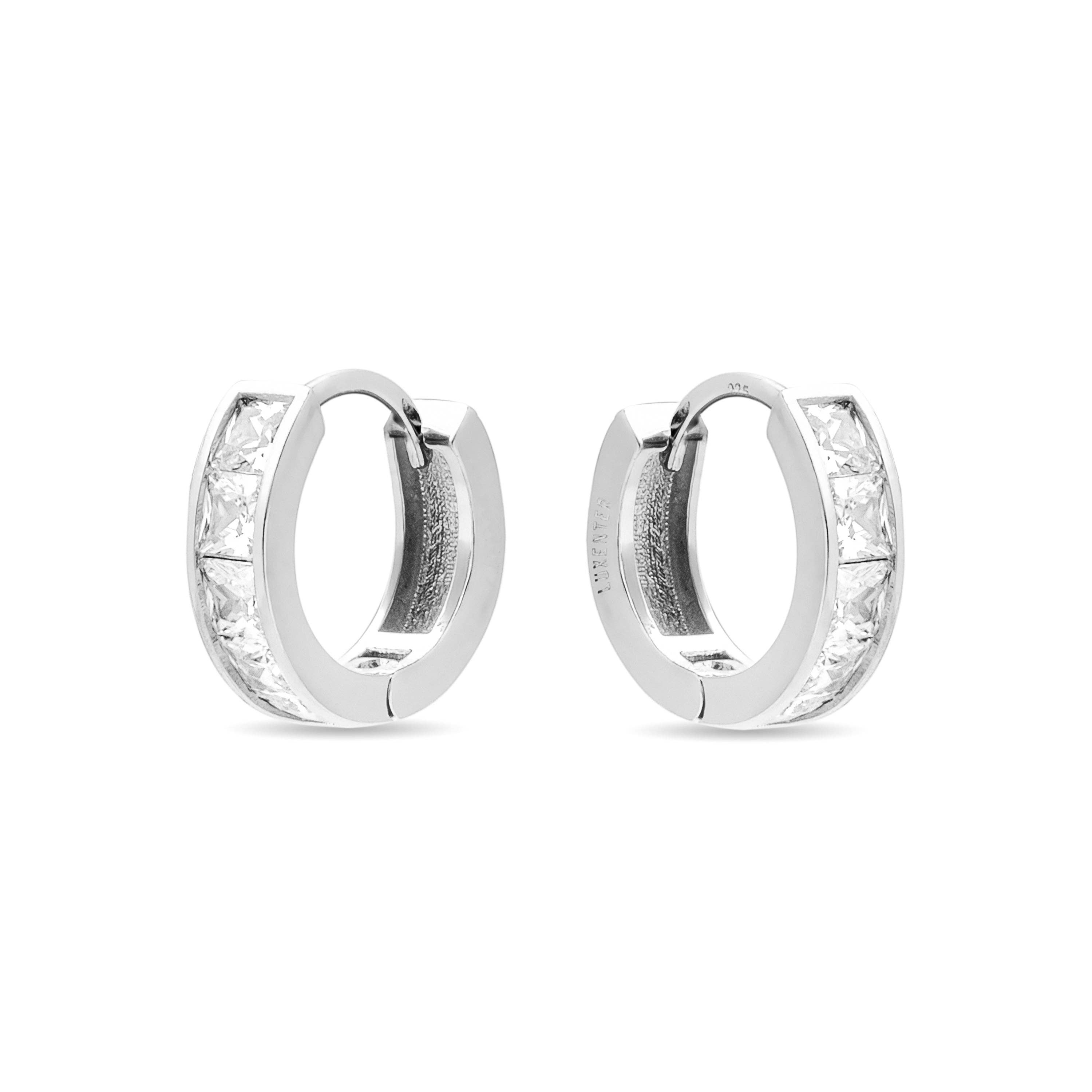 Luxenter - Wholesale Huggie Earrings - Pendientes de Plata de Ley 925 con Circonita Brillante acabados en rodio - Essential1