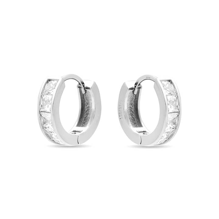Luxenter - Wholesale Huggie Earrings - Pendientes de Plata de Ley 925 con Circonita Brillante acabados en rodio - Essential1