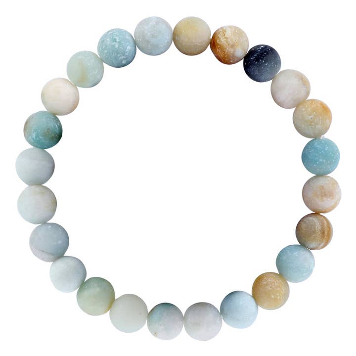CRCBEADS - Wholesale Beaded Bracelet - Amazonite Bracelet Matte Round Size 10mm 8mm 7.5" Length1
