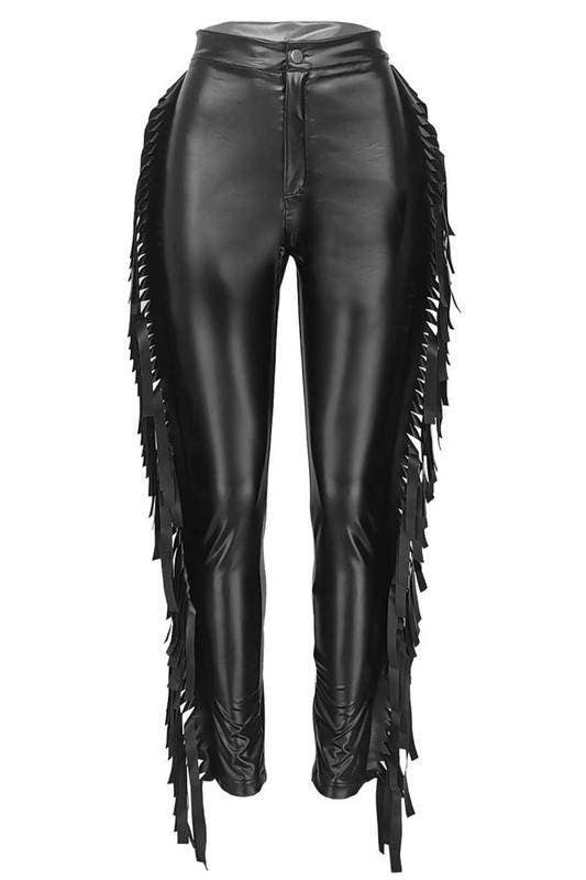Flarix – Engroshandel Bukser - Dame – frynsede bukser i imiteret læder6