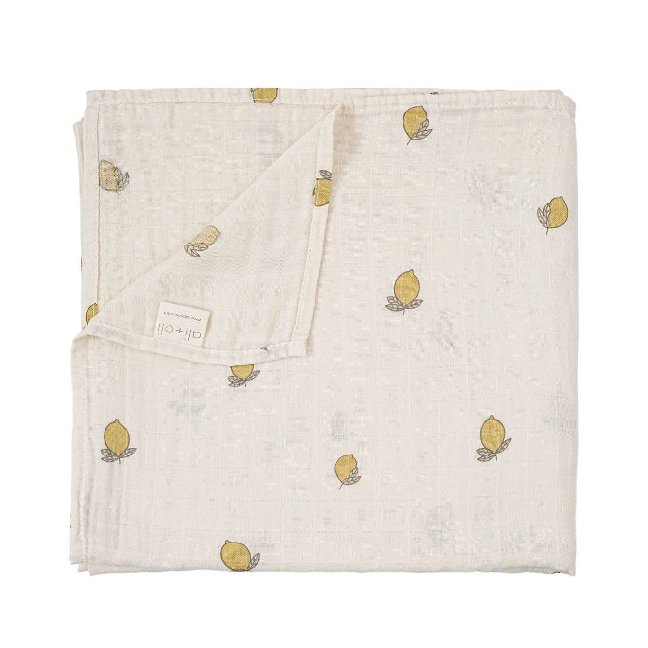 Ali+Oli - Wholesale Swaddle - Baby - Bamboo Muslin Swaddle Baby Blanket (Lemons)1