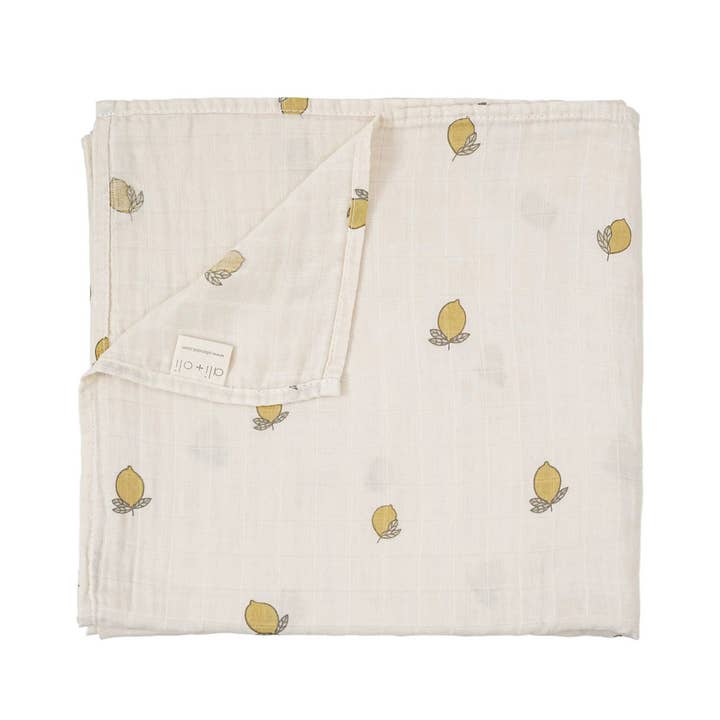 Ali+Oli - Wholesale Swaddle - Baby - Bamboo Muslin Swaddle Baby Blanket (Lemons)1