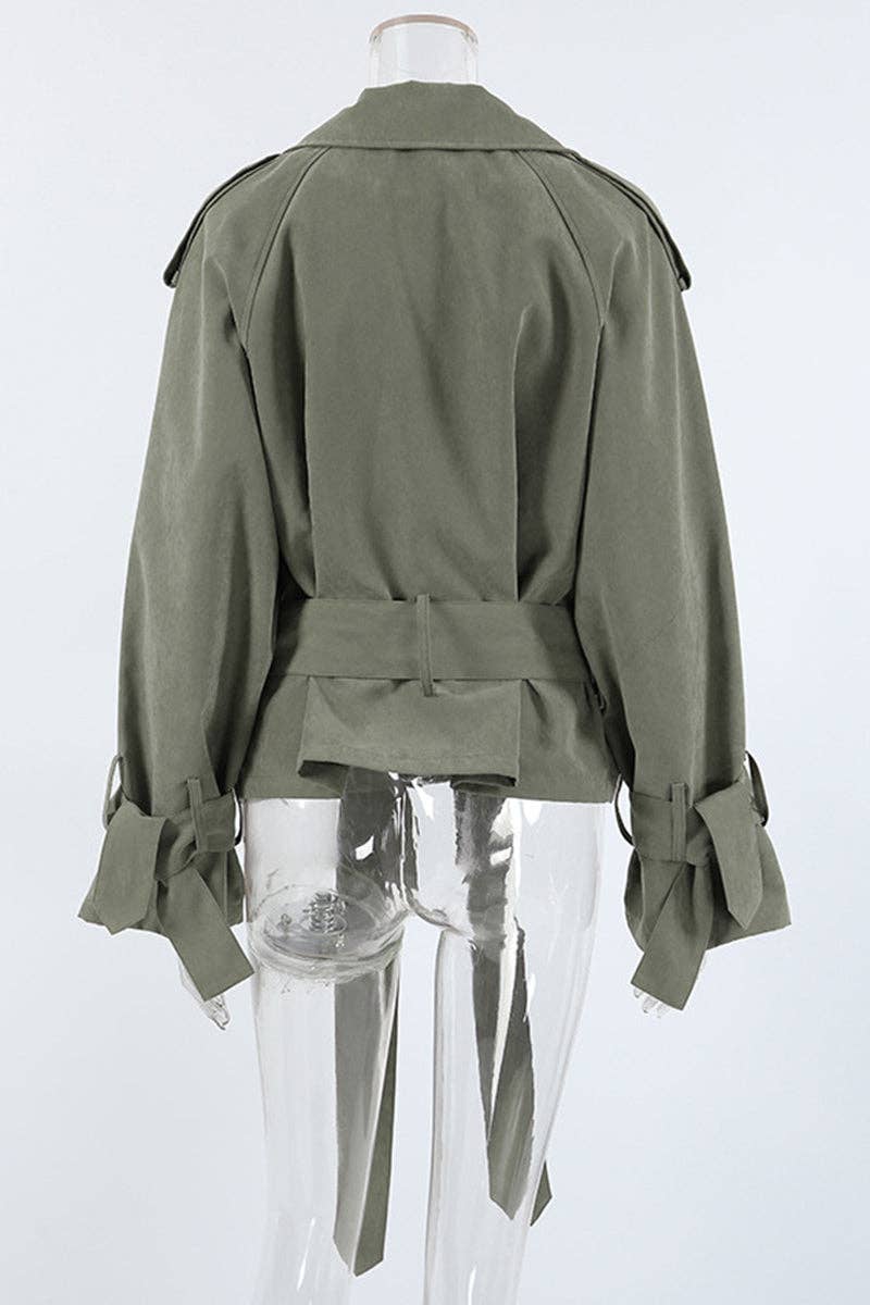 VERDE Trench corto con cintura in vendita all'ingrosso su Faire8