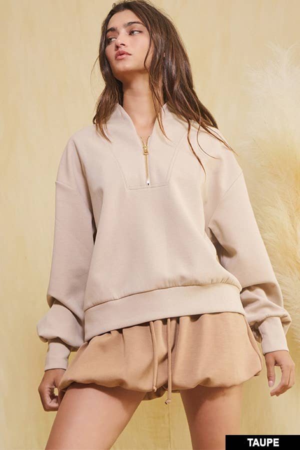 BUCKETLIST INC - Wholesale Sweatshirt - Women's - IT2154 Half Zip-up Scuba Sweatshirts86