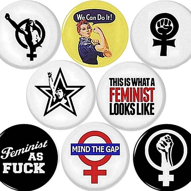 Feminist x 8 1" inch (25mm) pins feminism girl power college for wholesale by Pinbax Express