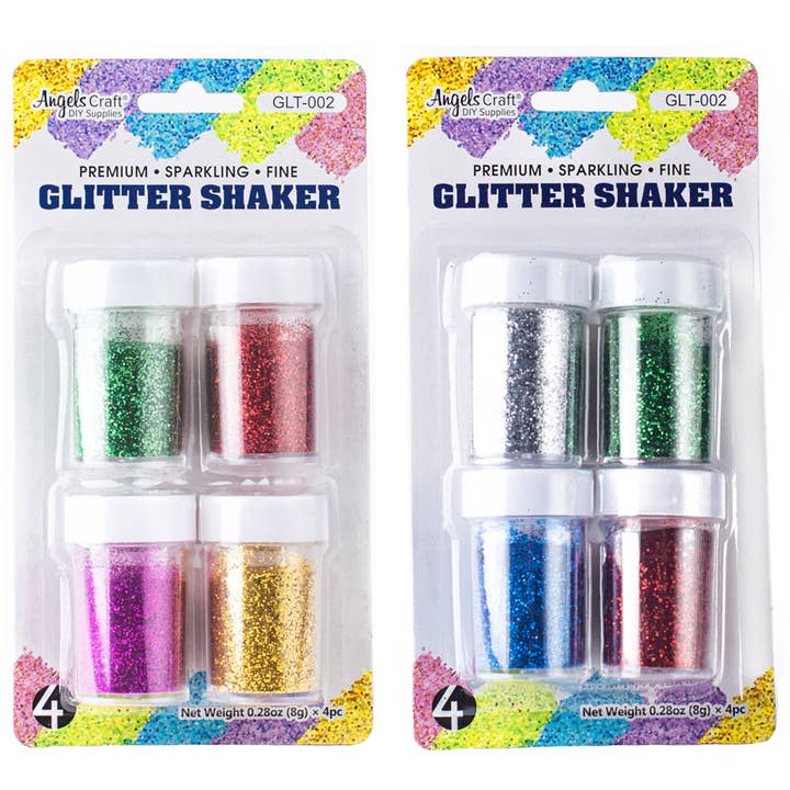 Glitter Shakers 8g in Asstd Primary Colors , 4-ct for wholesale by Angels Craft